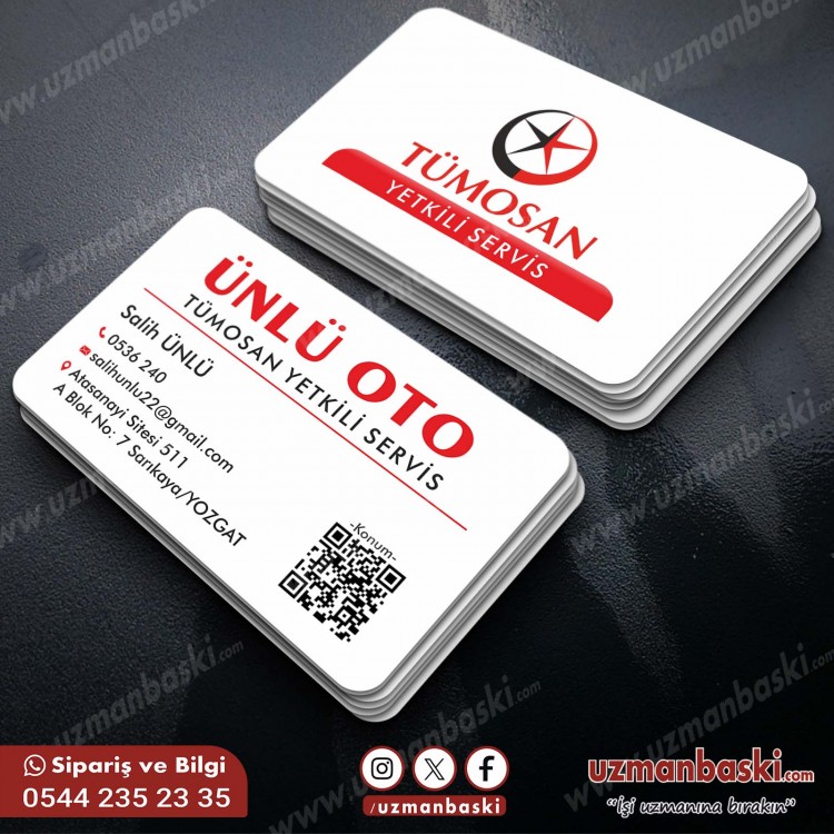 Tümosan Servis Kartvizit Tasarımı Tümosan yetkili servis kartvizit tasarımı, kurumsal ve profesyonel görünüm.
