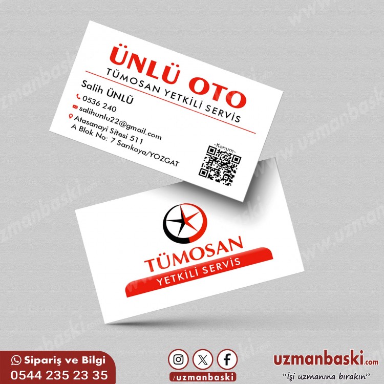 Tümosan Servis Kartvizit Tasarımı Tümosan yetkili servis kartvizit tasarımı, kurumsal ve profesyonel görünüm.