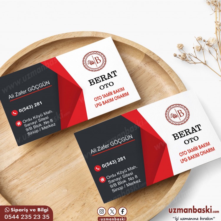 Oto tamir ve bakım kartvizit tasarımı örneği