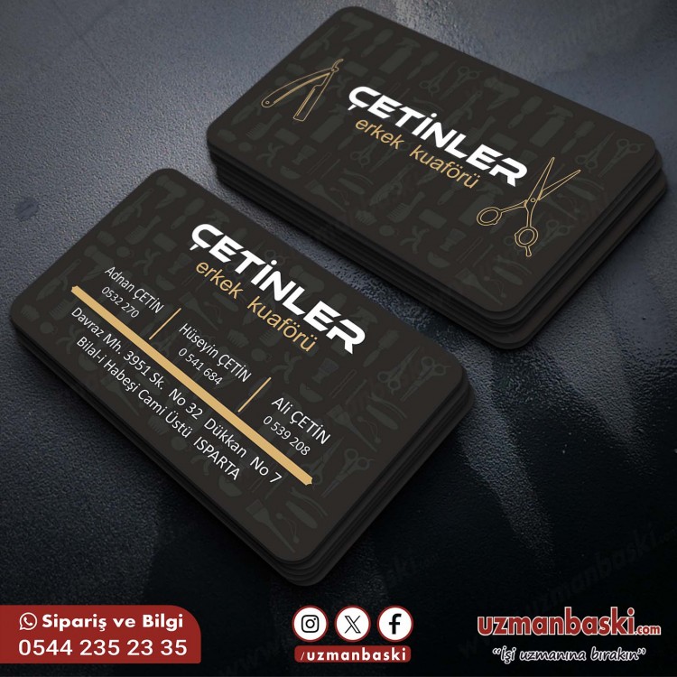 Erkek Kuaförü Kartvizit Tasarım Örneği Erkek Kuaförü Kartvizit Tasarım Örneği