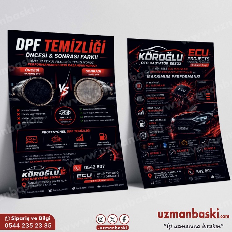 Oto Radyatör Egzoz ve Oto Yazılım Broşür Tasarımı
