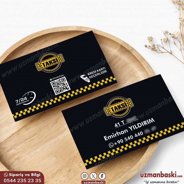 Siyah Şık Taksi Kartvizit Tasarımı Siyah Şık Taksi Kartvizit Tasarımı