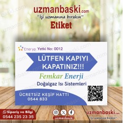 Doğalgaz Sistemleri Etiket Örneği