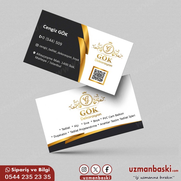 Dekorasyon ve tasarım firmalarına özel şık kartvizit tasarımı