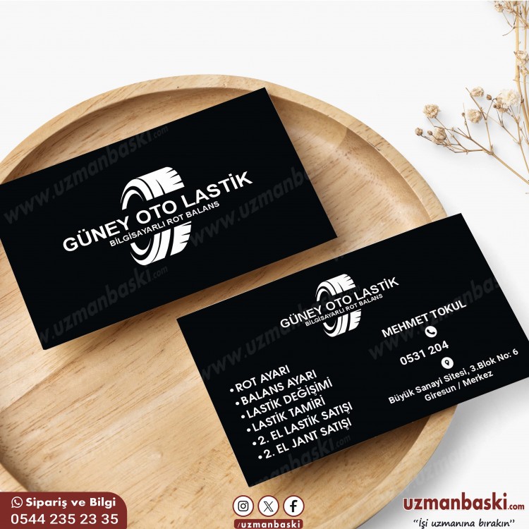 Oto Lastik Kartvizit Tasarımı Oto lastik kartvizit tasarım örneği