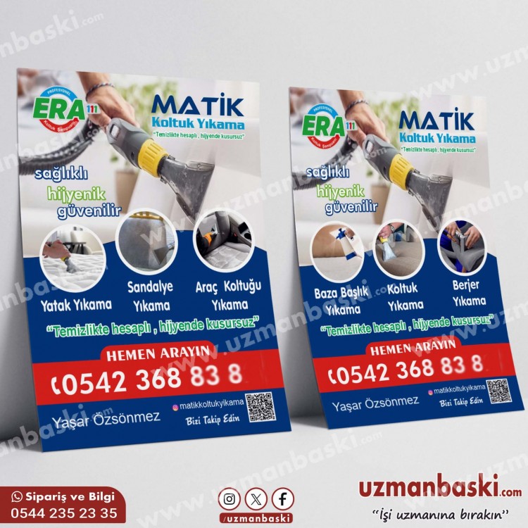 Koltuk Yıkama Broşür Örneği - Profesyonel Temizlik Hizmeti Koltuk yıkama broşür tasarımı örneği