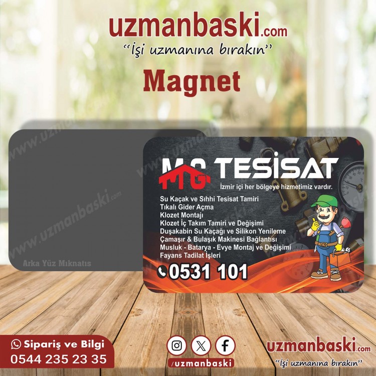 Tesisatçı Magnet - Özel Baskılı Magnetler Tesisatçı magnet tasarımı - özel baskılı reklam magneti