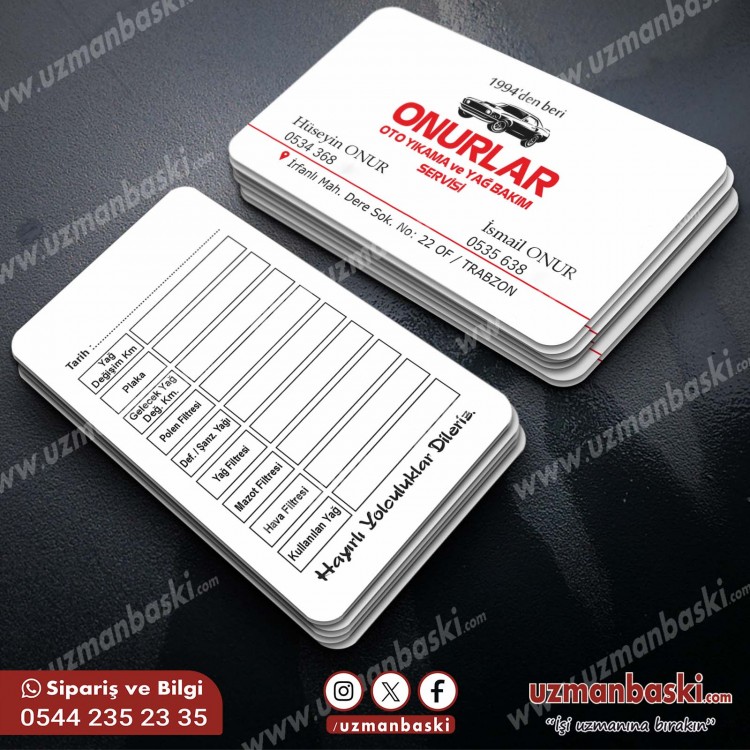 Oto Yıkama ve Yağ Bakım Servisi Kartvizit Örneği Oto Yıkama ve Yağ Bakım Servisi Kartvizit Örneği