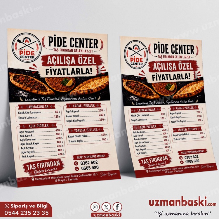Taş Fırın Pide ve Lahmacun Menü Broşür Tasarımı