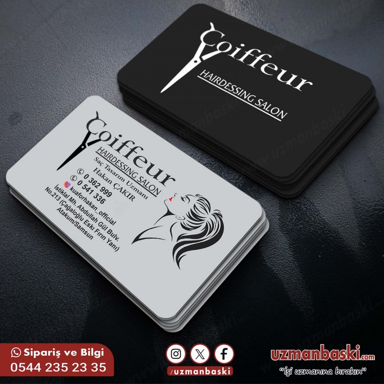 Saç Tasarım Salonu ve Kuaför Kartvizit Örneği Saç Tasarım Salonu ve Kuaför Kartvizit Örneği