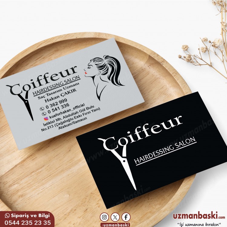 Saç Tasarım Salonu ve Kuaför Kartvizit Örneği Saç Tasarım Salonu ve Kuaför Kartvizit Örneği