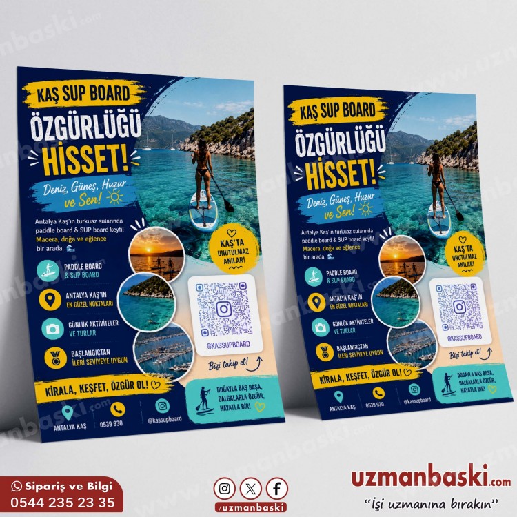 SUP Board Kiralama ve Deniz Aktiviteleri Broşürü Tasarımı