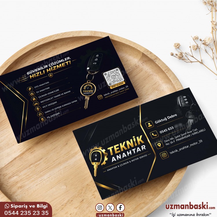 oto anahtarcı ve çilingir kartvizit tasarımı örneği
