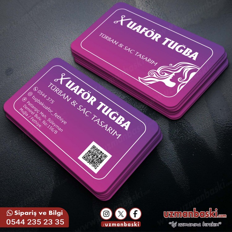 Türban ve Saç Tasarımı Kuaför Kartvizit Örneği Türban ve Saç Tasarımı Kuaför Kartvizit Örneği