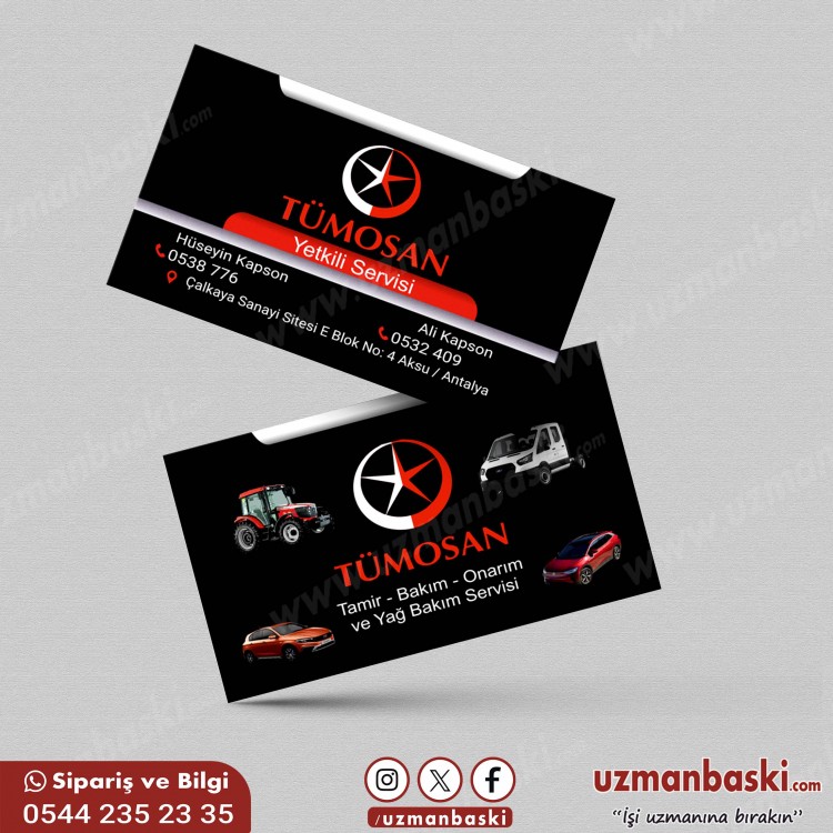 Oto Tamir ve Bakım Servis Kartvizit Oto tamir ve bakım servisleri için profesyonel kartvizit tasarımı