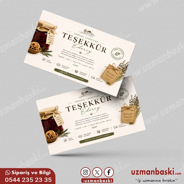 Yöresel Ürünler Teşekkür Kartı Tasarımı Yöresel Ürünler Teşekkür Kartı Tasarımı