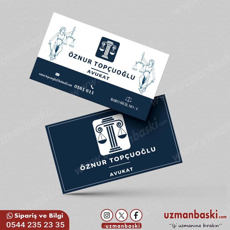 Mavi Beyaz Avukat Kartvizit Tasarımı