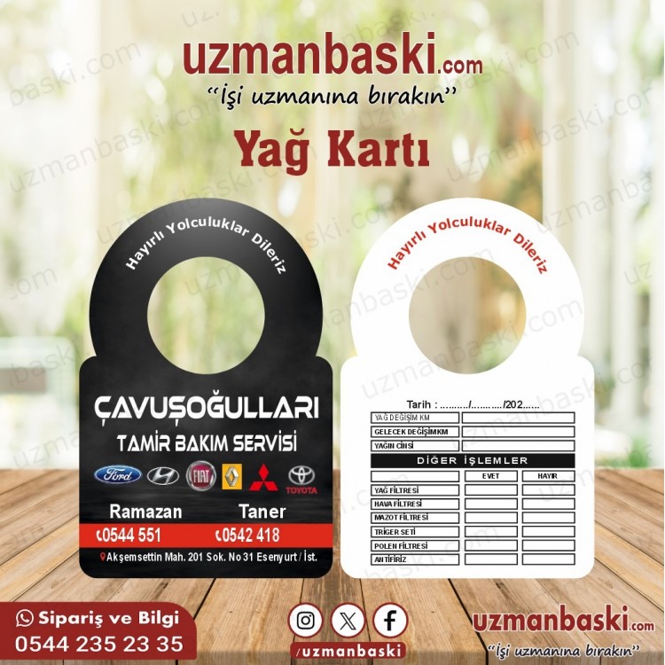 Yağ Bakım Kartı 4 Yağ Bakım Kartı 4