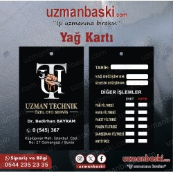Yağ Bakım Kartı Standart 4