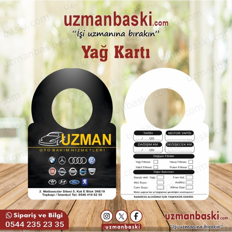 Yağ Bakım Kartı 7 Yağ Bakım Kartı 7