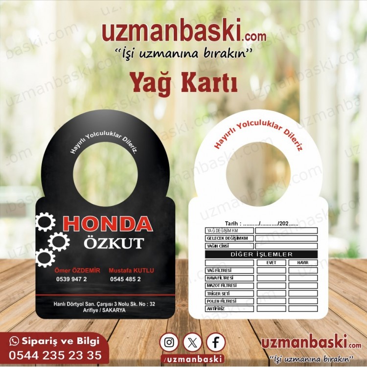 Yağ Bakım Kartı 6 Yağ Bakım Kartı 6