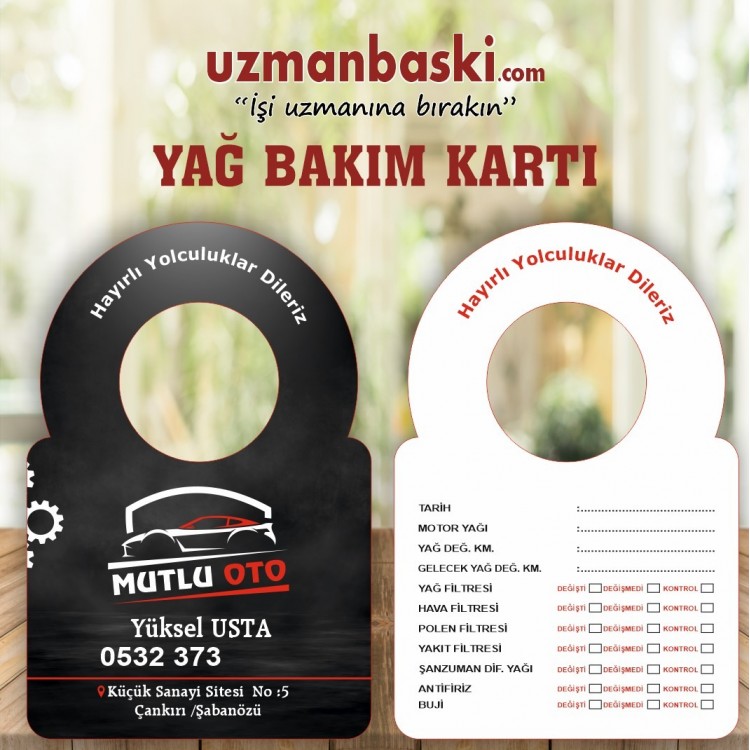Yağ Bakım Kartı 3 Yağ Bakım Kartı 3