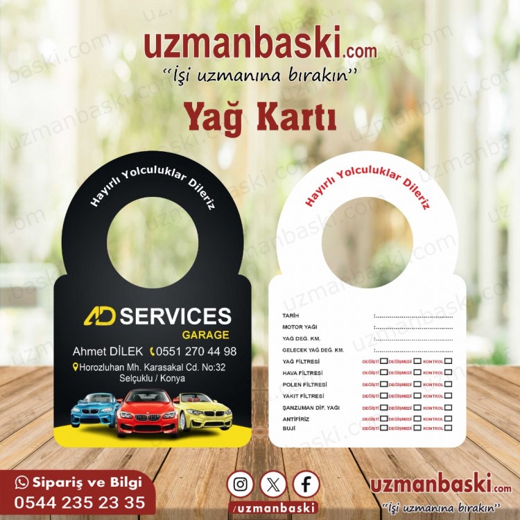 Yağ Bakım Kartı Yağ Bakım Kartı