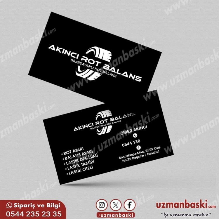 Rot Balans Servisi Kartvizit Rot balans servisi için profesyonel ve modern kartvizit tasarımı.