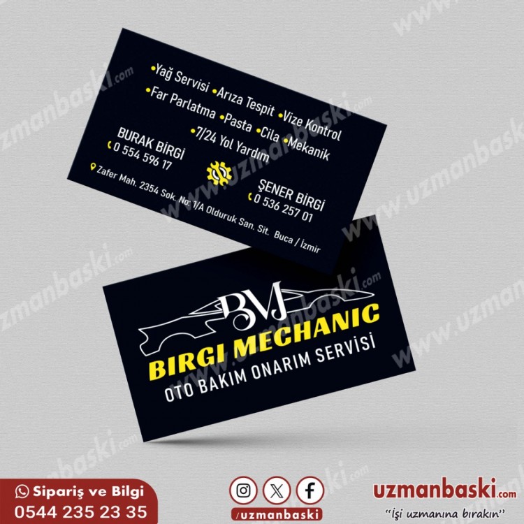 Oto Bakım Onarım Servisi Kartvizit Tasarım Örneği Oto Bakım Onarım Servisi Kartvizit Tasarım Örneği