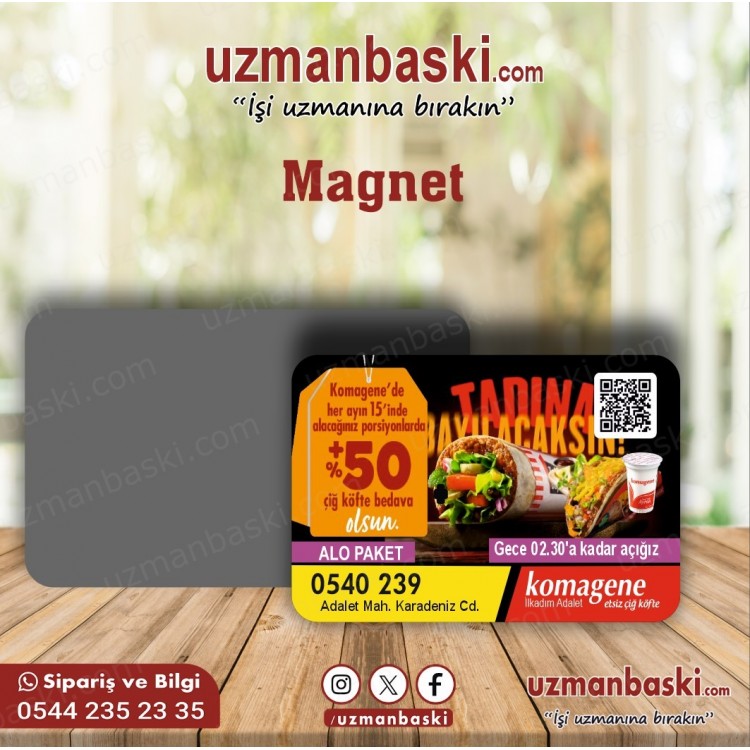 Komagene Çiğ Köfte Magnet Komagene çiğ köfte işletmeleri için profesyonel magnet tasarımı.