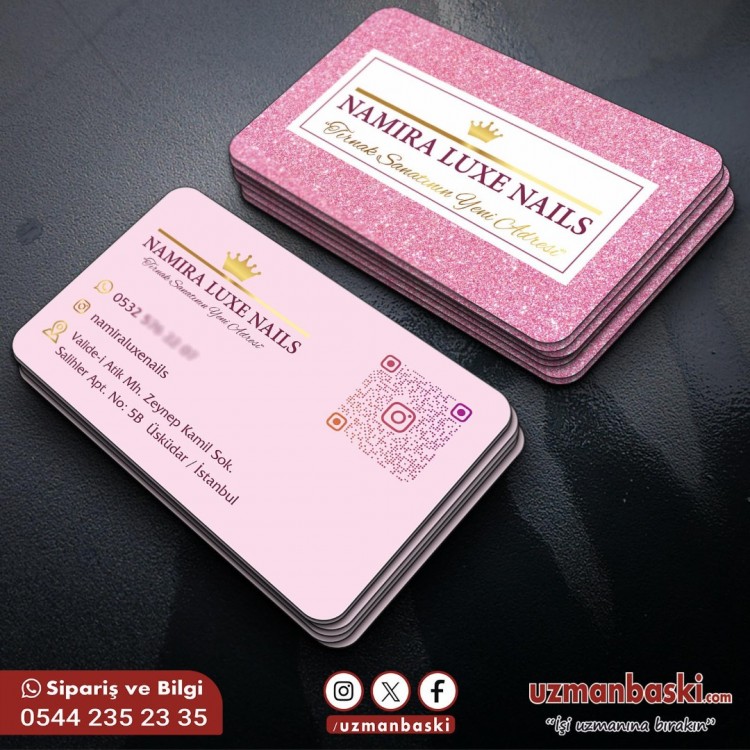Nail Art Tırnak Kartvizit Tasarımı Nail art ve manikür stüdyosu için şık ve zarif kartvizit tasarımı.
