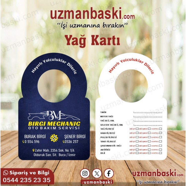 Oto Bakım Yağ Kartı Oto Bakım Yağ Kartı