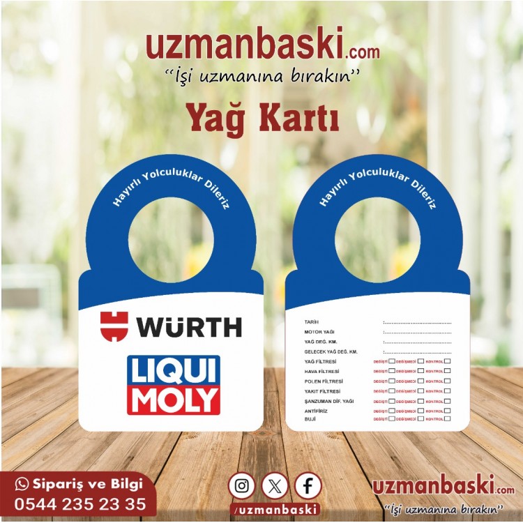 Yağ Kartı Oto Bakım Servis Kartı Yağ Kartı Oto Bakım Servis Kartı