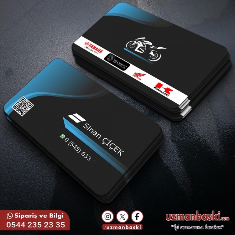 Motorsiklet Toptan Alım Satım Kartviziti Motosiklet alım satımı yapan firmalar için dinamik kartvizit tasarımı.