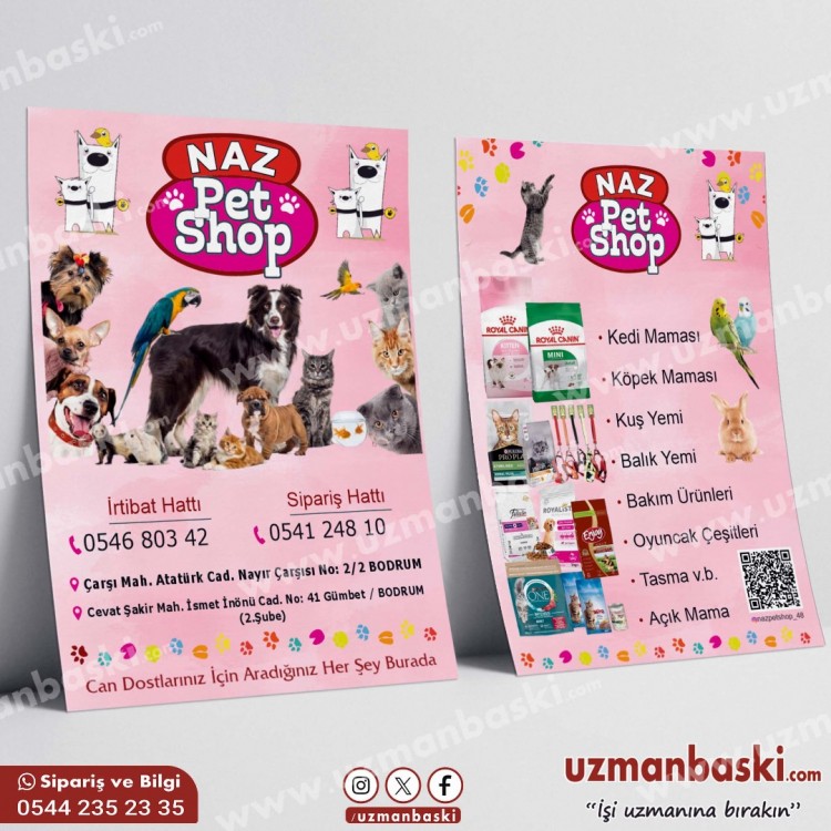Pet Shop Broşür Örneği - Şık ve Profesyonel Tasarım Pet shop broşür tasarımı örneği