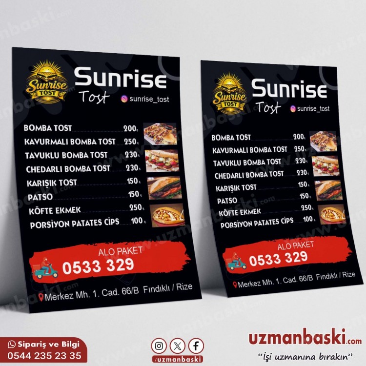 Tostçu Menü ve Paket Servis Broşür Tasarımı