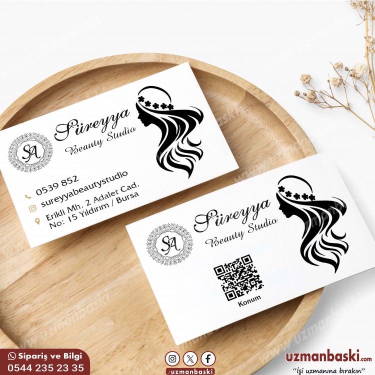 Güzellik Merkezi ve Kuaför Kartvizit Tasarımı Güzellik merkezi ve kuaför kartvizit tasarımı örneği